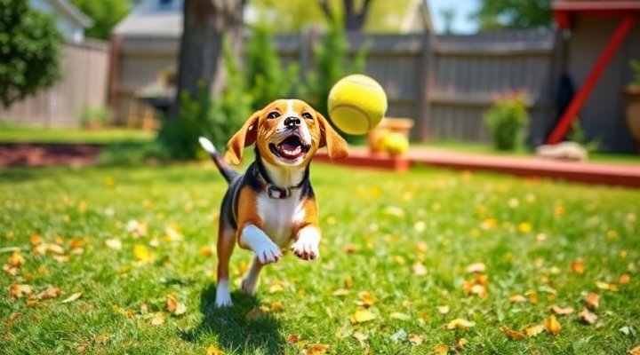 Dog with healthy digestion enjoying playtime