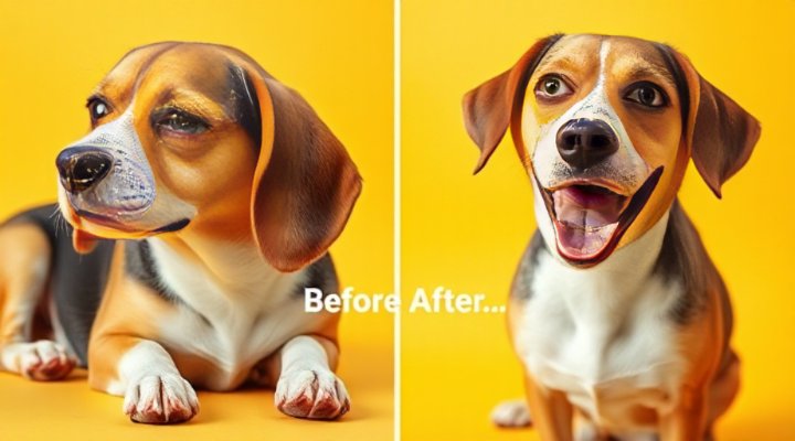 Dog showing improved health after switching to sensitive stomach food