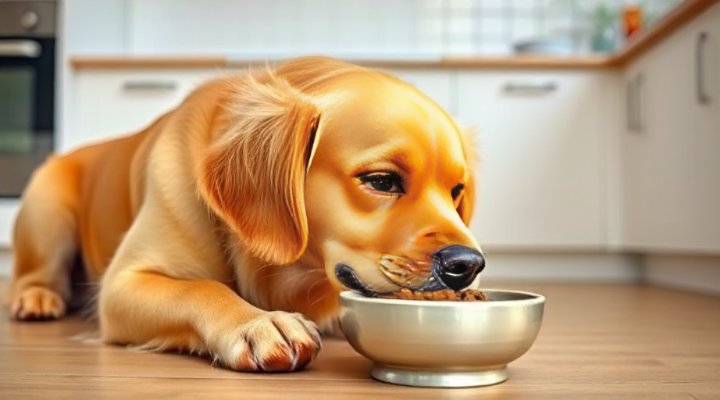 Dog enjoying sensitive stomach-friendly food