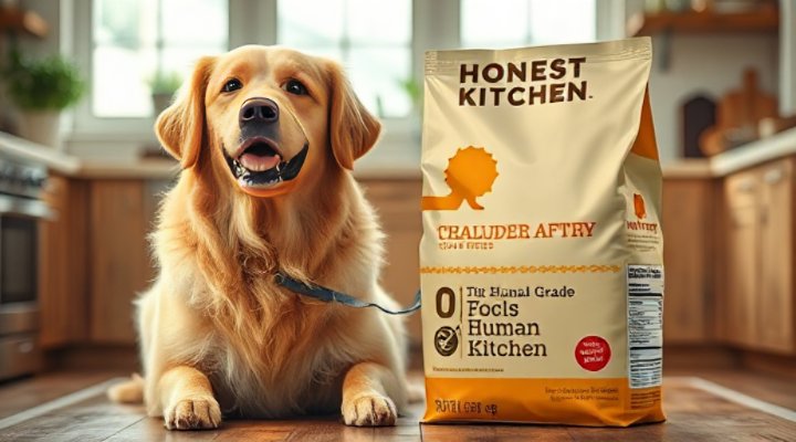 Honest Kitchen dog food packaging with human-grade ingredients