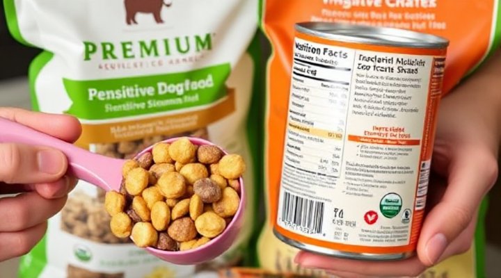 Comparison of different dog food ingredients for sensitive stomachs