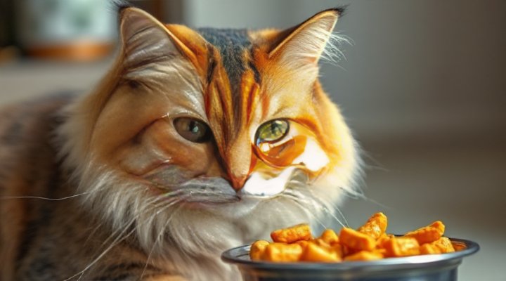 Senior cat thriving on fresh food diet with shiny coat and bright eyes
