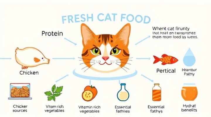 Nutritional chart showing benefits of fresh cat food components