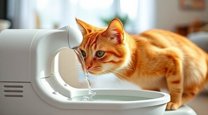 Cat drinking water to promote urinary health