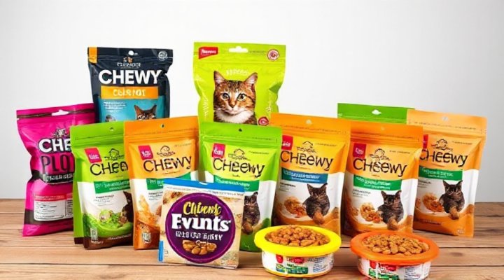 Side-by-side comparison of different chewy cat food brands and formulas
