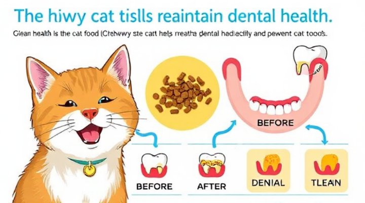 Illustration showing dental health benefits of chewy cat food