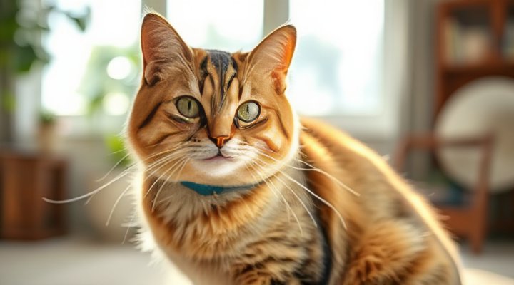 Beautiful healthy indoor cat showcasing the benefits of quality nutrition