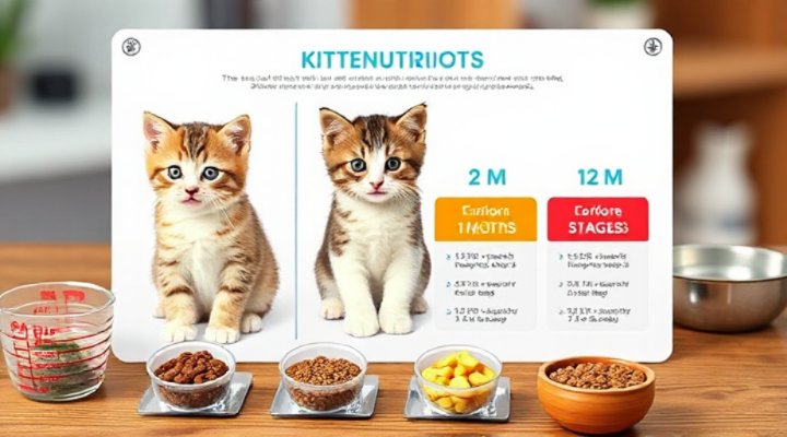 Visual guide to kitten developmental stages and nutritional needs