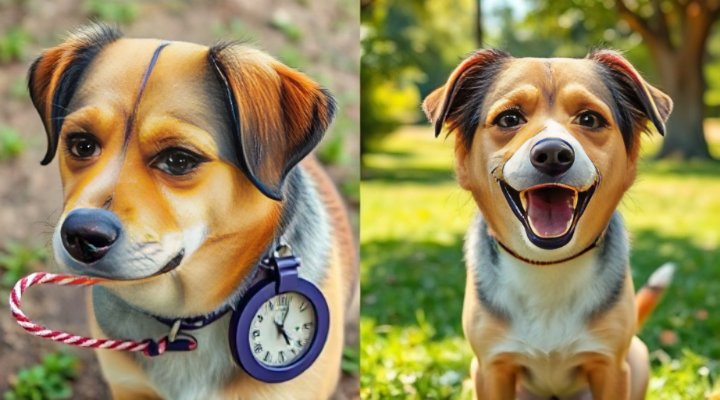 Comparison of a dog with skin allergies improving after diet change