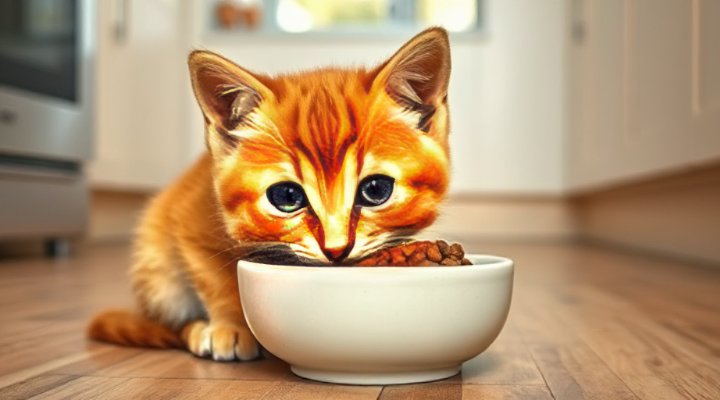 Cute kitten enjoying best food for sensitive stomach