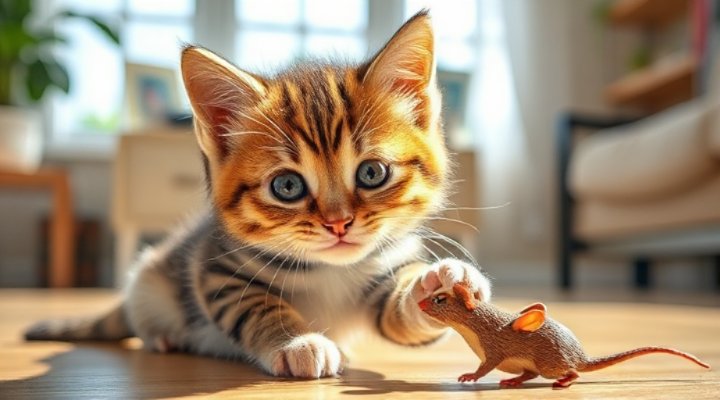 Playful kitten showing signs of good digestive health and energy