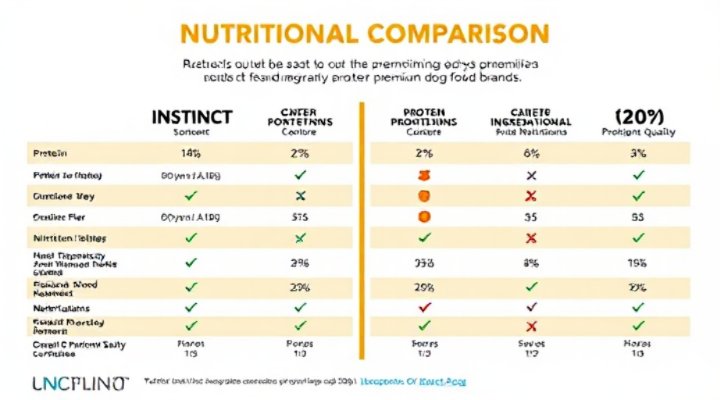 Educational chart comparing Instinct dog food nutrition with other brands