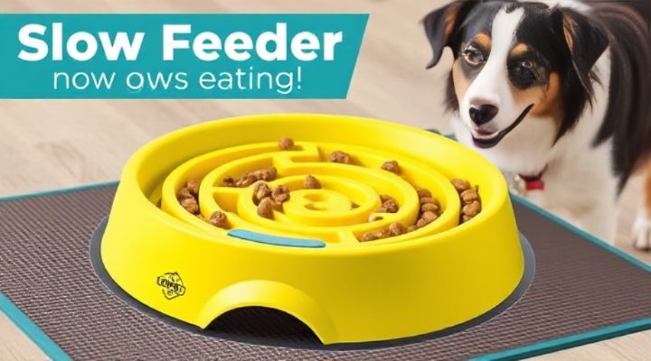 Maze-designed slow feeder dog bowl helping with digestion