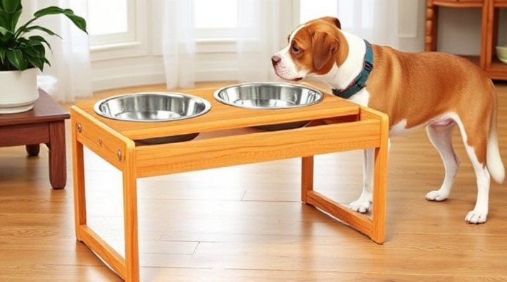 Adjustable elevated dog feeder with stainless steel bowls for better posture