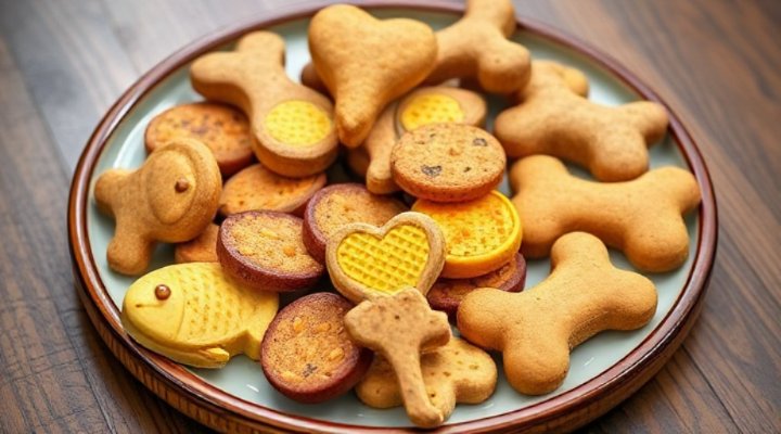 Assortment of different homemade cat training treats in various shapes and sizes