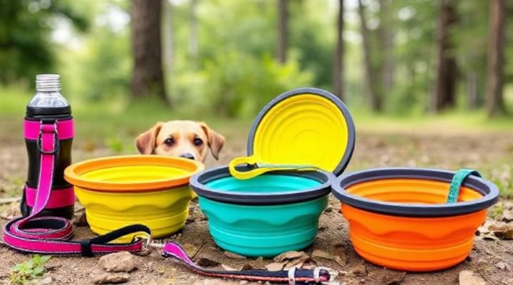 Collapsible and portable dog bowls for travel and outdoor activities