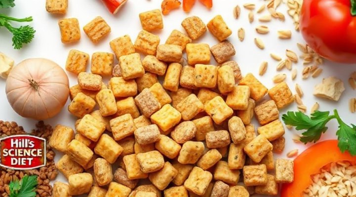 Close-up of Hill's Science Diet puppy food ingredients showing high-quality nutrients