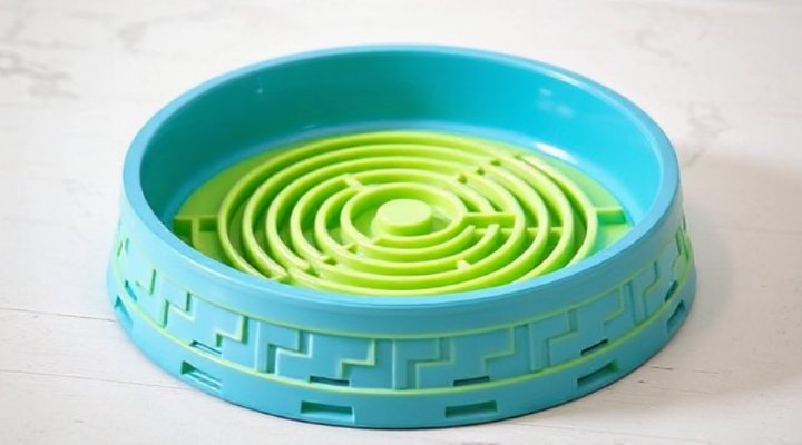 Interactive slow feeder dog bowl with maze design for portion control