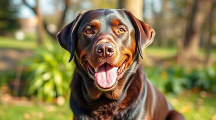 Healthy Labrador with shiny coat after switching to organic sensitive stomach food