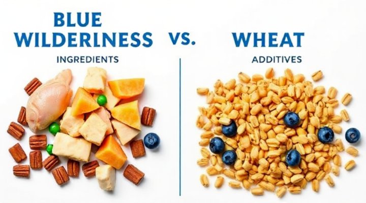 Visual comparison of Blue Wilderness ingredients vs regular dog food