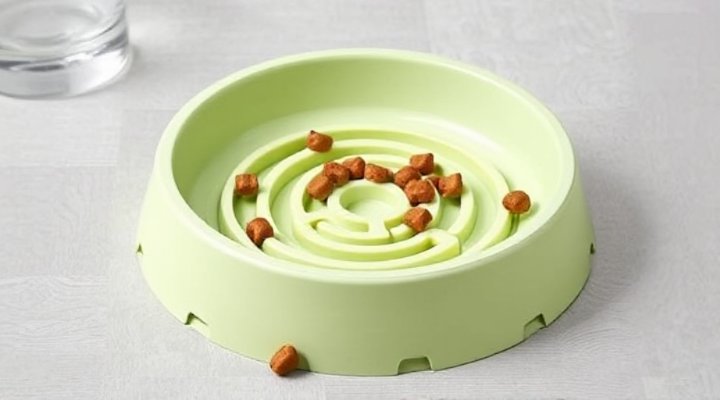 Maze design slow feeder dog bowl for portion control