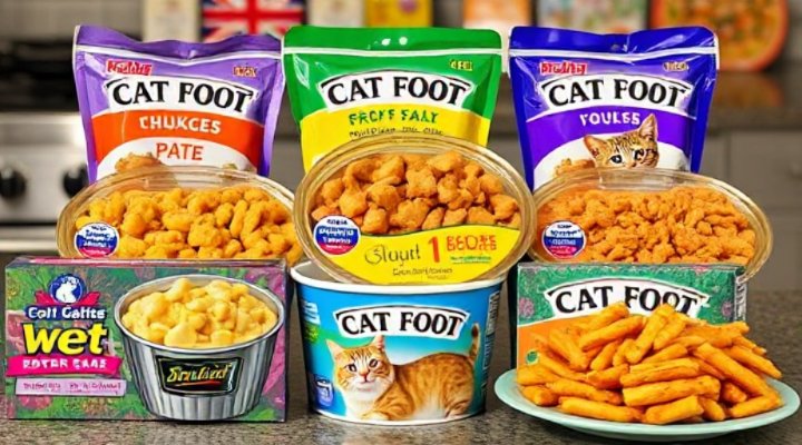 Assortment of different wet cat food options for dietary variety