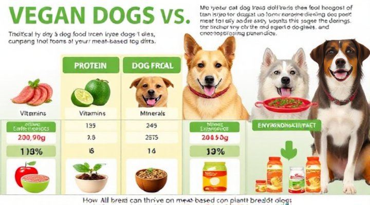 Side-by-side comparison showing vegan dog food nutritional components
