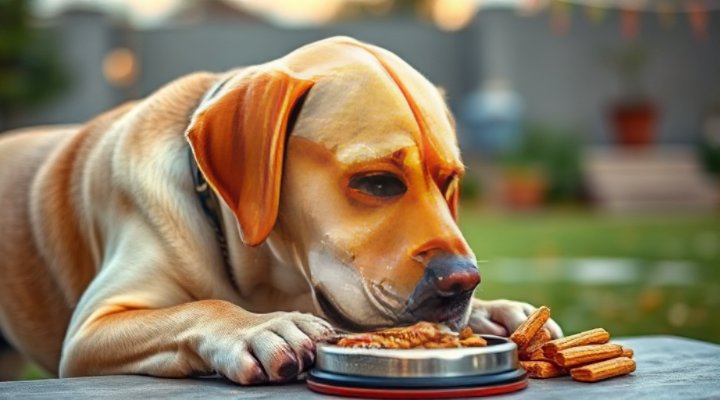 Senior Labrador enjoying Pet Fresh food with visible vitality