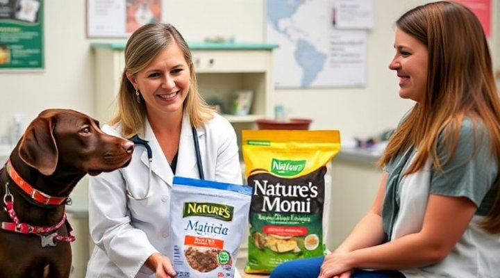 Caring veterinarian discussing Nature
