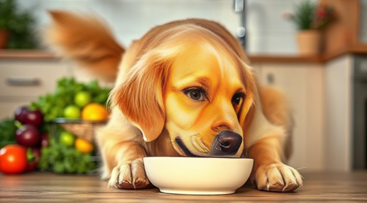 Golden retriever enjoying fresh Pet Fresh dog food