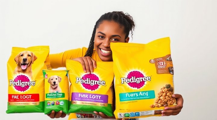 Different Pedigree puppy food varieties compared side by side