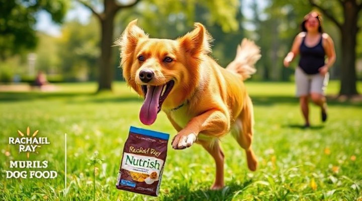 A healthy, energetic dog with a shiny coat, demonstrating the benefits of Rachael Ray Nutrish dog food