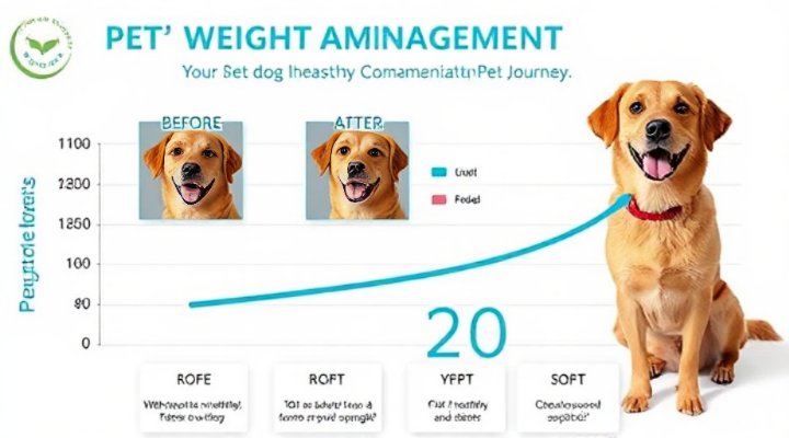 Visual progress chart showing pet weight management success with before and after comparison