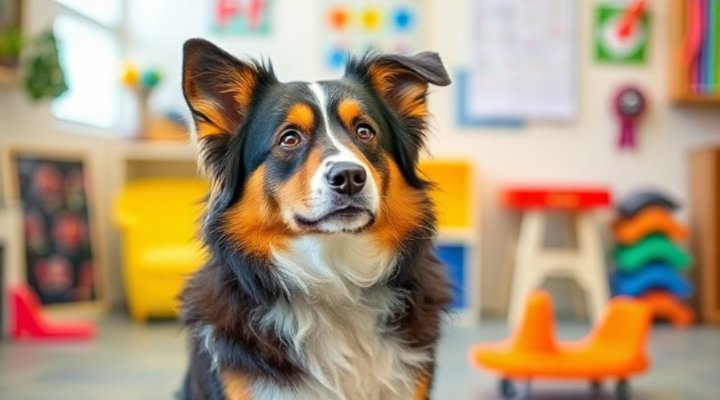 A smart-looking Australian shepherd demonstrating enhanced focus and learning abilities