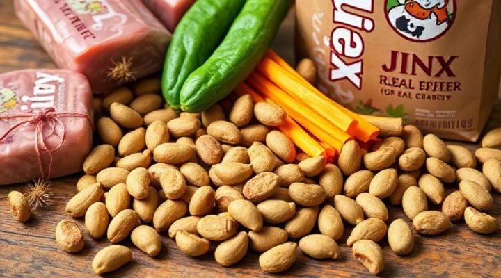 Close-up of Jinx dog food ingredients showing high-quality, healthy components for training rewards