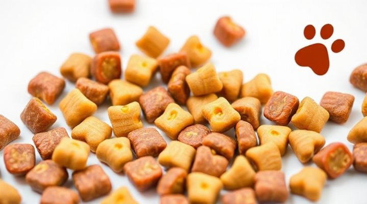 Detailed close-up of Zignature dog food ingredients like kangaroo and chickpeas, highlighting limited ingredients for skill development