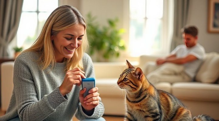 Positive reinforcement cat training with clicker and treats