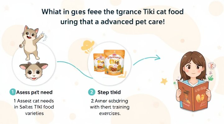 Visual guide showing Tiki cat food integration for advanced pet care techniques
