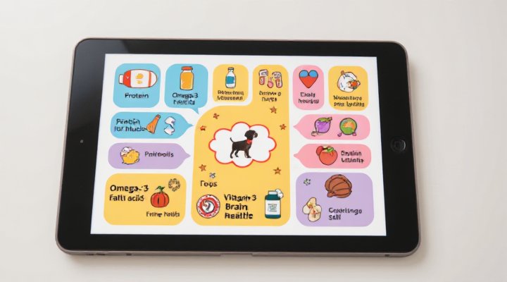 Infographic showing key nutrients in good dog food for training and skill development