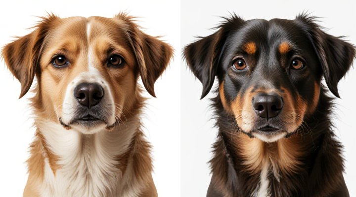 Side-by-side visual comparison showing improved coat shine, energy levels, and behavior in a dog after switching to Wellness Core dog food for professional development