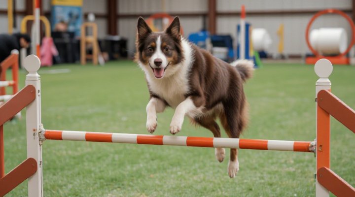 An energetic border collie successfully completing an agility course, demonstrating how Wellness Core dog food fuels physical and mental performance for professional development