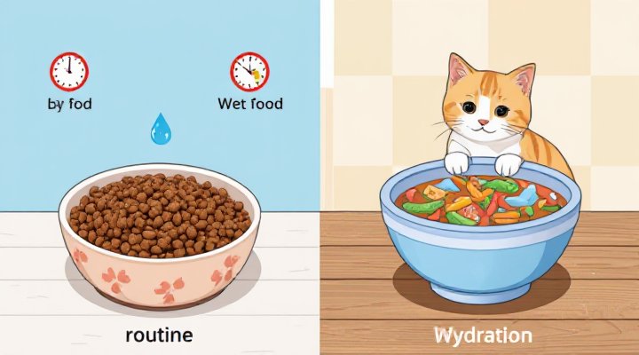 Visual comparison showing dry cat food