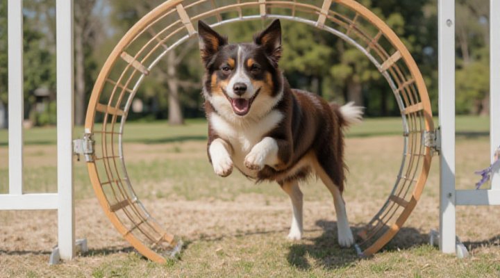 Energetic border collie excelling at agility course with Solid Gold Dog Food supporting performance