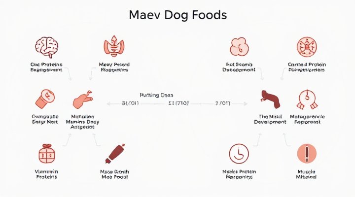 Infographic showing balanced nutritional components of Maev Dog Food for skill development