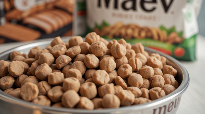 Detailed view of Maev dog food ingredients and label for nutritional analysis