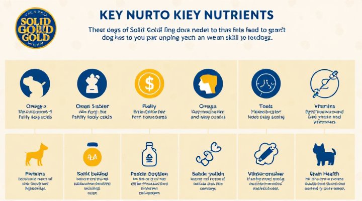 Infographic showing key nutrients in Solid Gold Dog Food that support brain function and skill development in dogs