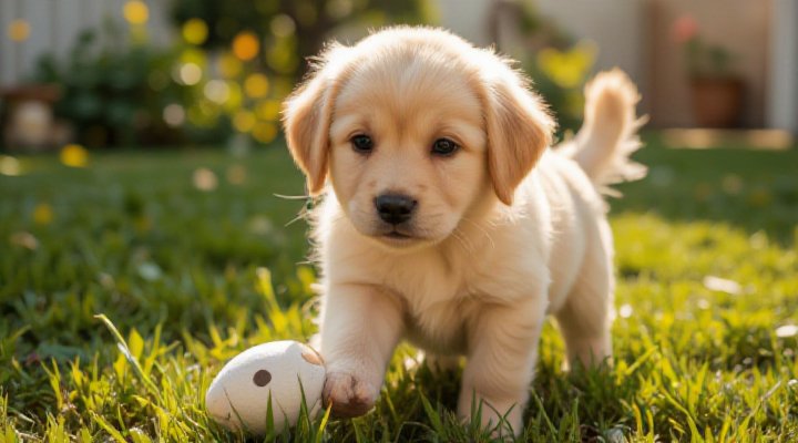 Cute Golden Retriever puppy enjoying outdoor play, highlighting the importance of nutrition for active breeds
