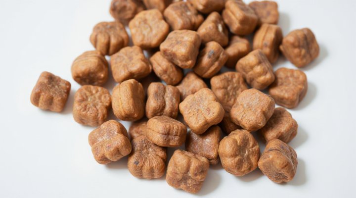 Detailed view of Iams puppy food kibble highlighting key nutrients for puppy growth