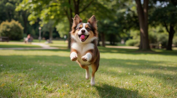 An energetic dog engaging in play and training after a meal with Maev dog food