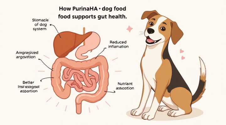 Illustration of digestive health benefits from Purina HA dog food